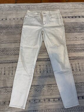 White House Black Market Metallic Silver Skinny Jeans
